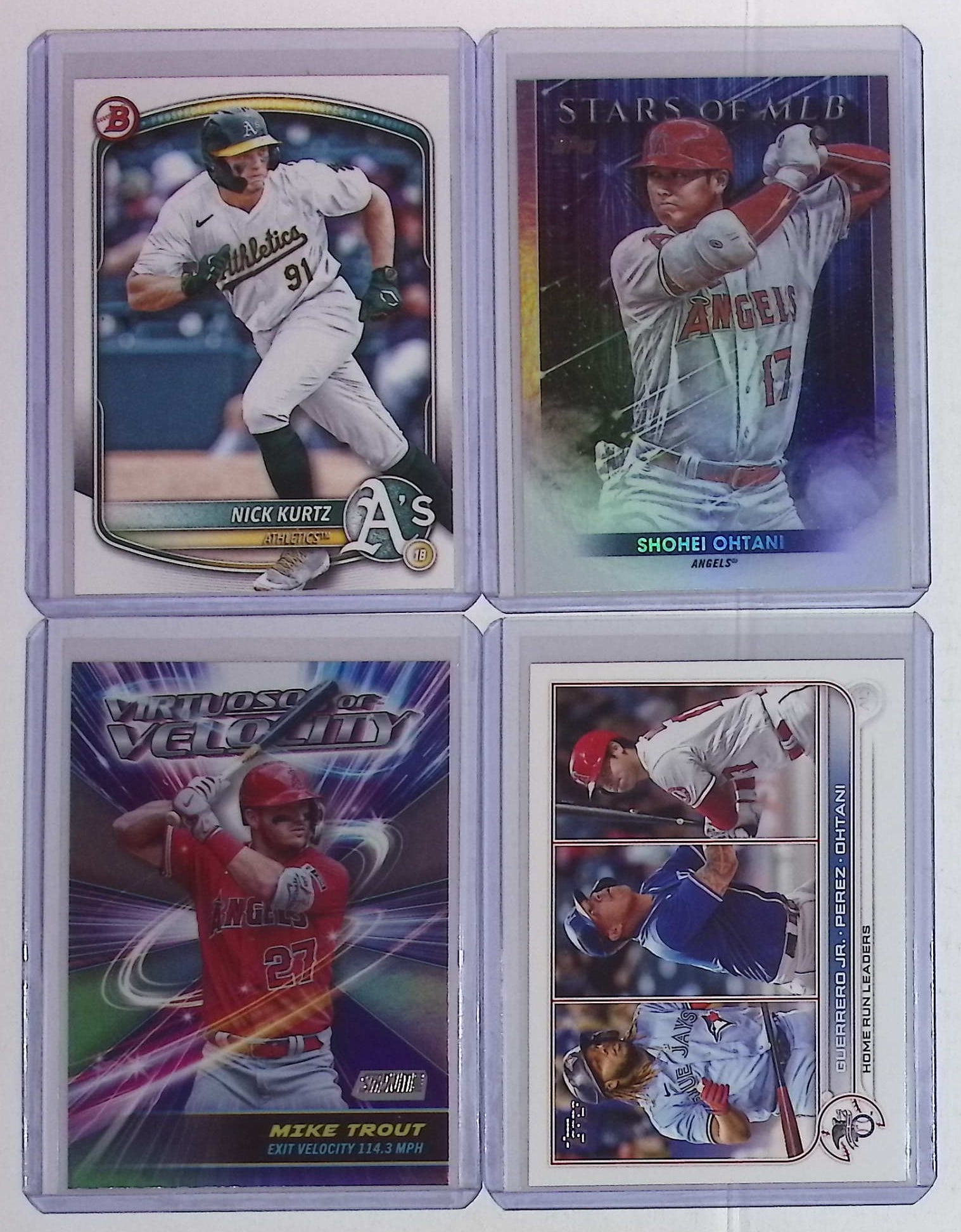 Nick Kurtz Prospect Card, Shohei Ohtani Stars of MLB, Mike Trout Insert & HR Leaders 2021 Topps & (1 of 2)