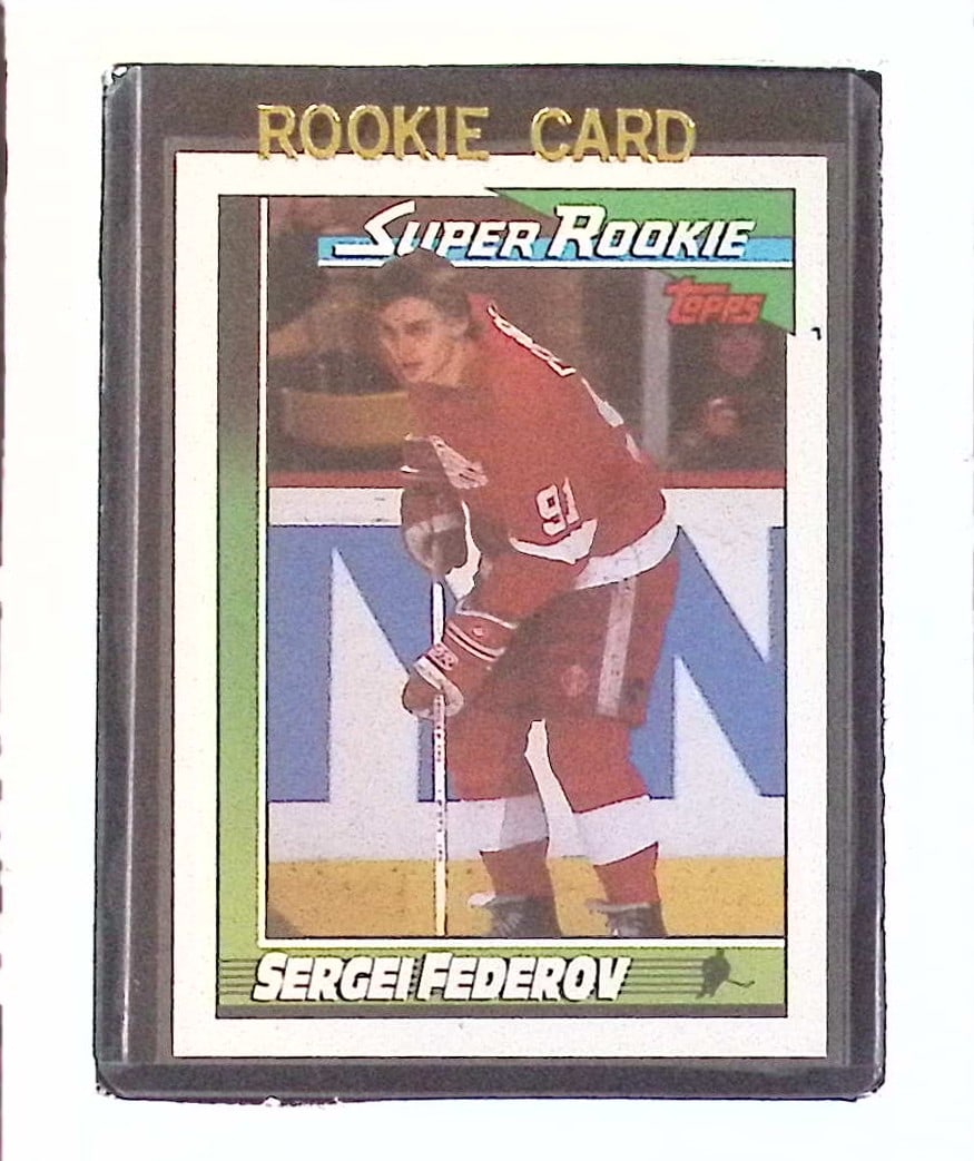 Sergei Federov Super Rookie Card Vintage 1991 Topps #8: Topps Vintage NHL Hockey Trading & Sports Cards, Old Sports Cards for Sale Near Me, Stanley Cup & Hall of Fame Players, Valuable Auction Memorabilia Lots for Sale On Line