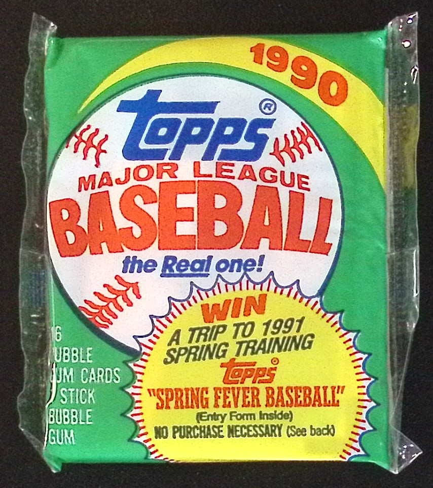 1990 Topps Series 1 Vintage Baseball Cards Retail Box Wax Pack Sports Cards: Topps Vintage Rookie MLB Trading Cards, Frank Thomas Rookie Card, Bo Jackson, Cal Ripken, Nolan Ryan, Ken Griffey Jr All-Star Roopkie Cup Card, Sports Cards for Sale Near Me, World Series & Hall of