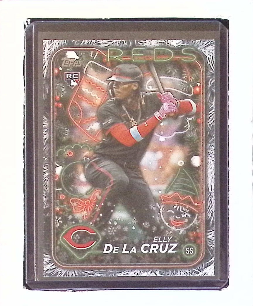 Elly De La Cruz Rookie Card Holiday Tree Variation 2024 Topps Holiday #H102: Topps Baseball MLB Trading & Sports Cards, Sports Cards for Sale Near Me, World Series & Hall of Fame Players Memorabilia, Refractors, X-Fractors, Numbered, SP, SSP, Valuable Auction Memorabilia Lots