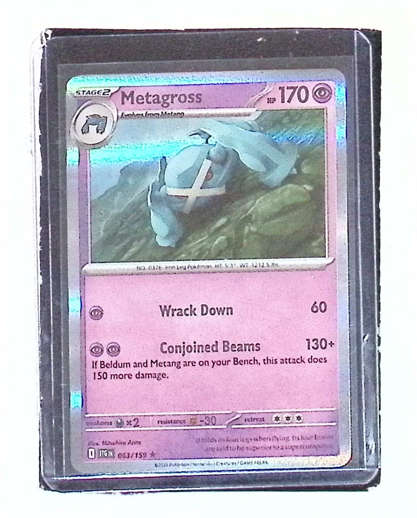 Metagross Holo Card #63/159 Pokemon Journey Together: Pokemon Trading Card Game Cards, Charizard, Pikachu, Mewtwo, Reverse Holo, Holo Rare, Secret Rare Cards, Full Art Cards, Eevee, Ultra Rare Card, Illustration Rare, Special Illustration Rare SIR