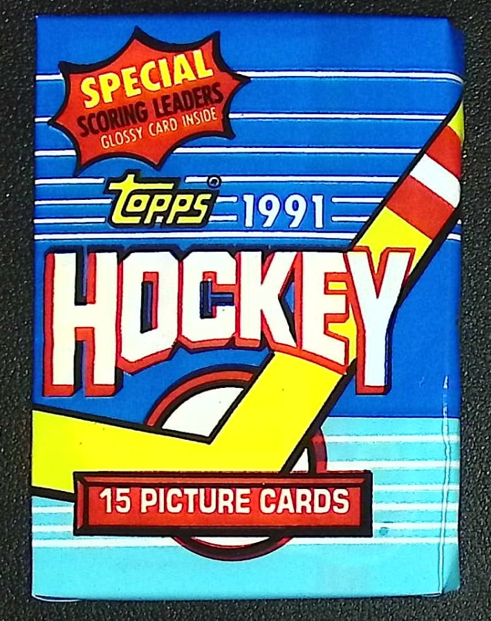 1991 Topps Hockey Card Retail Box Wax Pack Sports Cards: Topps Vintage Hockey NHL Trading & Sports Cards, Brett Hull, Ray Bourque, Patrick Roy, Mario Lemieux, Wayne Gretzky, Old Sports Cards for Sale Near Me, Stanley Cup & Hall of Fame Players, Valuable Auc