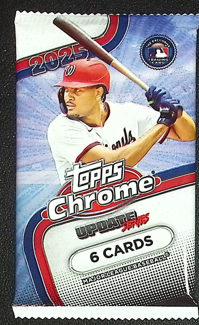 2025 Topps Chrome Update Series Baseball Cards MEGA BOX PACK Sports Cards James Wood Rookie Card: Factory Sealed Topps Baseball MLB Trading & Sports Cards, Rookie Cards in this set are James Wood, Dylan Crews, Speckled, SP, SSP, Variations, Autographs, Chrome, Refractors, Sports Cards for Sale Nea