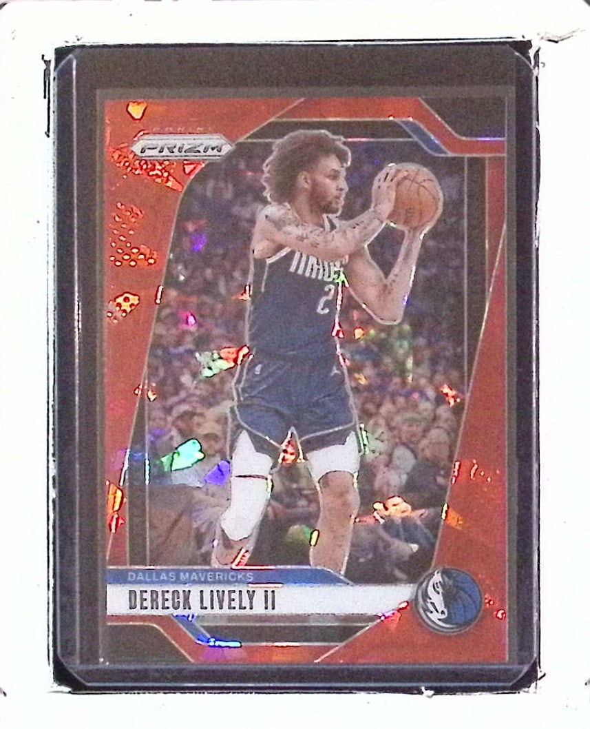 Dereck Lively II Red Cracked Ice Prizm 2024 Panini Prizm #214: Panini Select, Prizm, Mosaic, Contenders, Revolution, Phoenix, NBA Hoops, Rookie NFL Sports Trading Cards, Silver, SP, SSP, Wave Prizms, Numbered Cards, Basketball sports Cards for Sale Near Me, NBA C