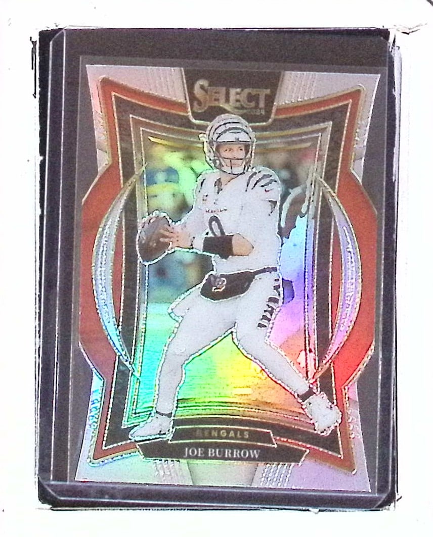 Joe Burrow Silver Die-Cut Prizm 2024 Panini Select #39: Panini Select, Prizm, Mosaic, Contenders, Zenith, Phoenix, Illusions, Absolute, Rookie NFL Sports Trading Cards, SP, SSP, Cards, Football Cards for Sale Near Me, Superbowl & Hall of Fame Player Cards,