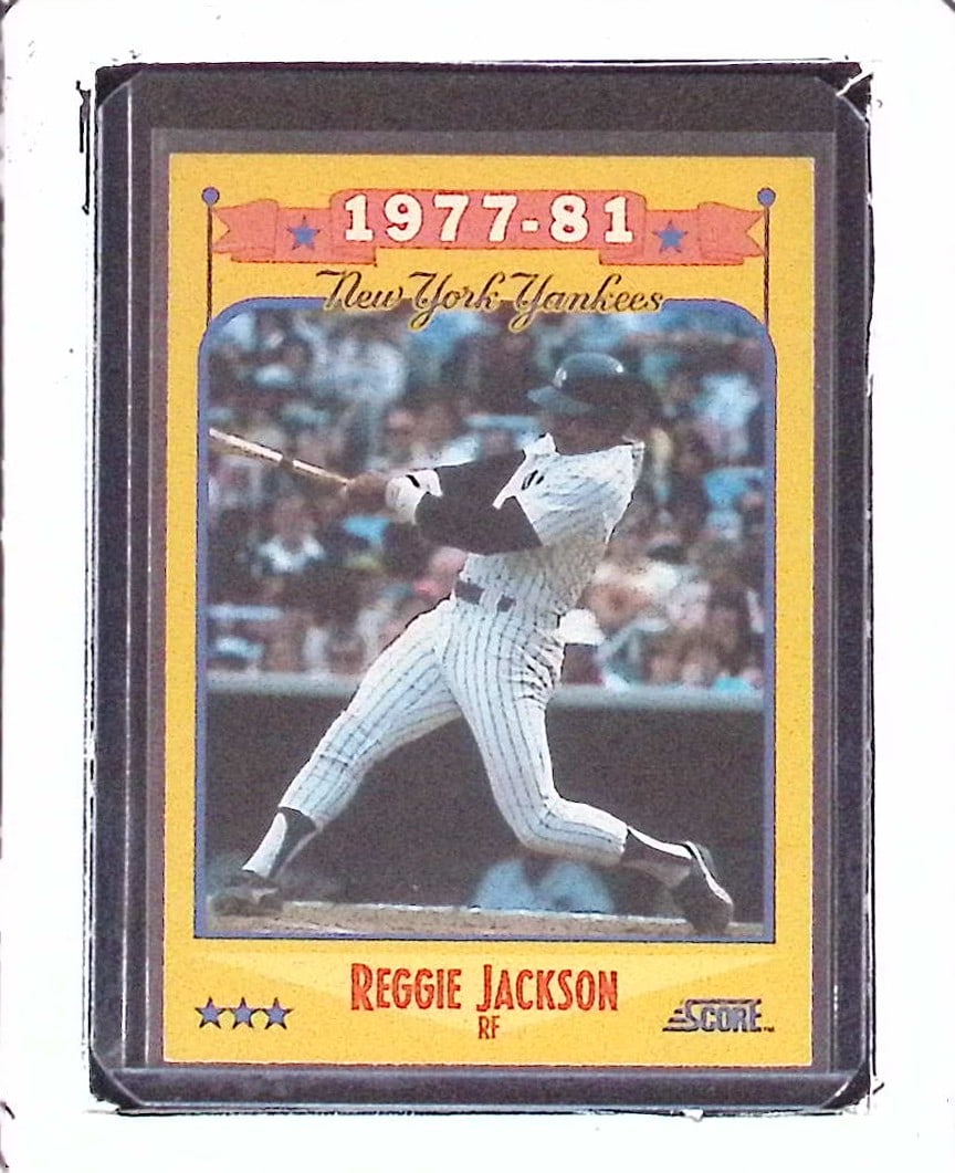 Reggie Jackson "A Salute to Reggie Jackson" The New York Yankees 1988 Score #502 Card 3 of a 5 Card: Score Vintage Baseball MLB Trading & Sports Cards, Old Sports Cards for Sale Near Me, Auction Memorabilia Lots for Sale On Line, World Series & Hall of Fame Players