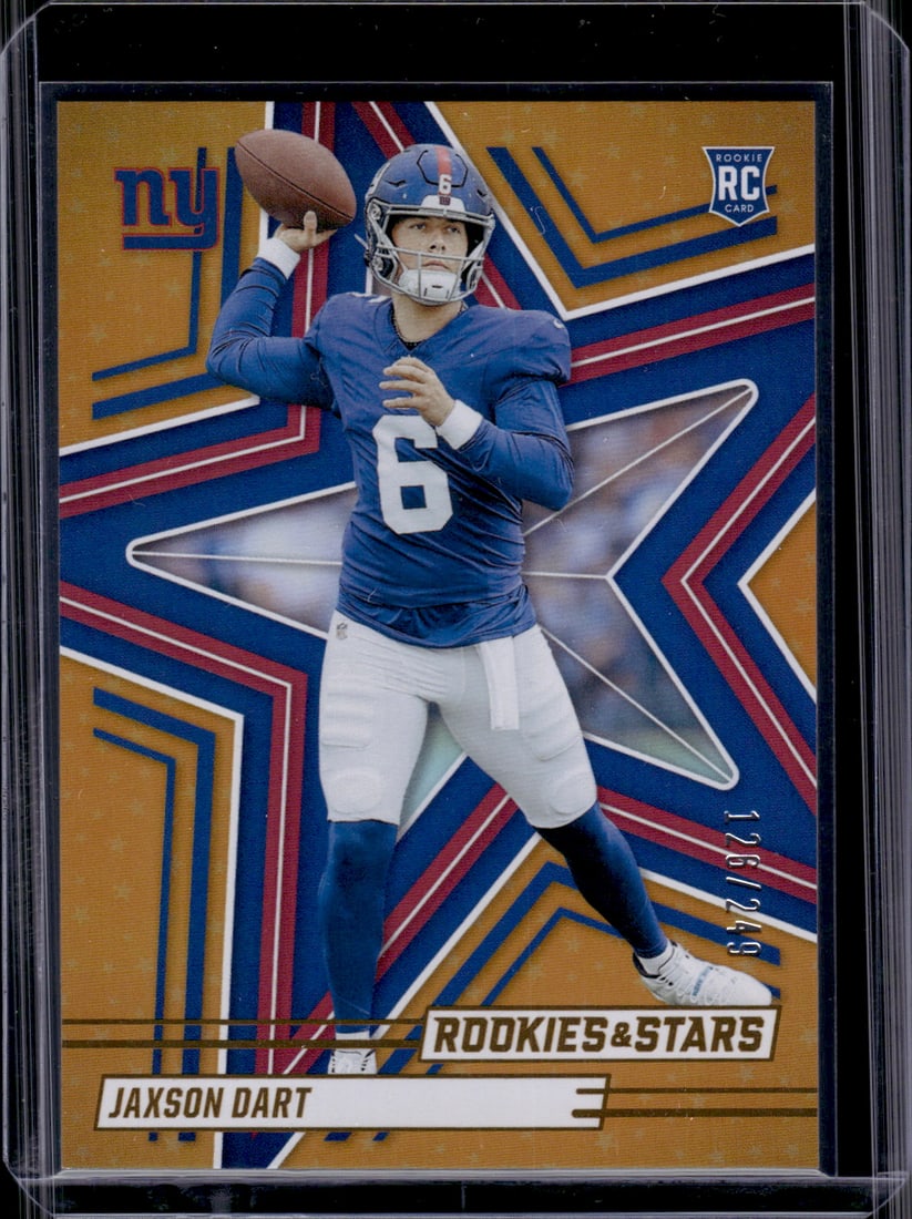 Jaxson Dart Rookie Card Orange /249 2025 Rookies & Stars #137 New York Giants (1 of 2)