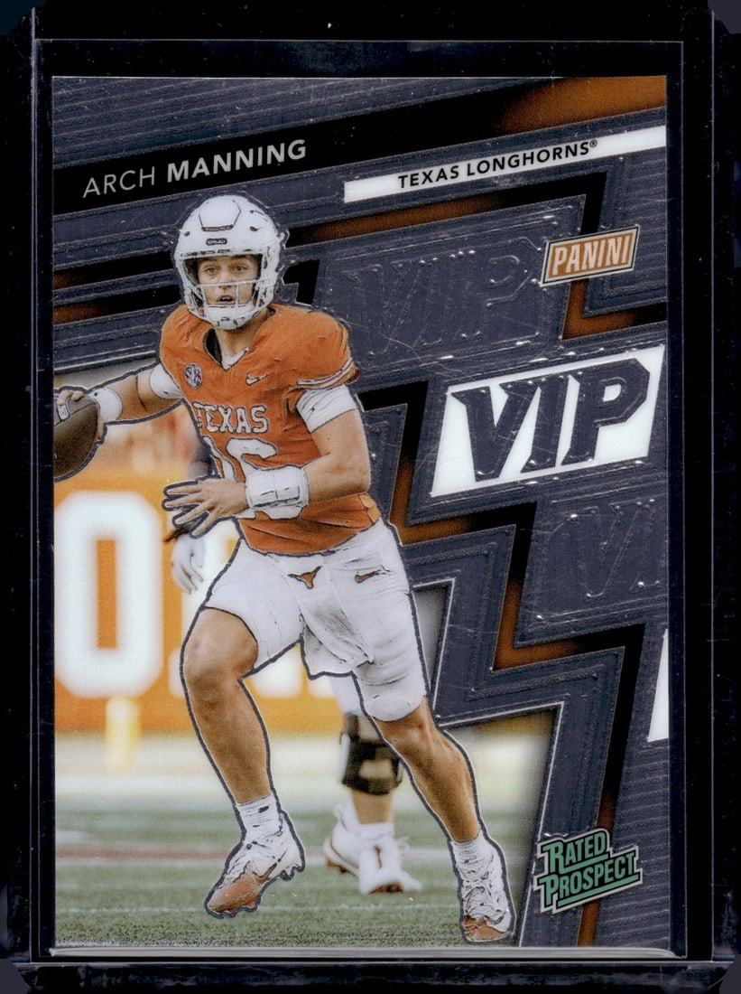 Arch Manning Rated Prospect 2025 Panini The National VIP #RP1 Texas Longhorns: Panini Select, Prizm, Mosaic, Contenders, Zenith, Phoenix, Illusions, Absolute, Rookie NFL Sports Trading Cards, SP, SSP, Cards, Football Cards for Sale Near Me, Superbowl & Hall of Fame Player Cards,