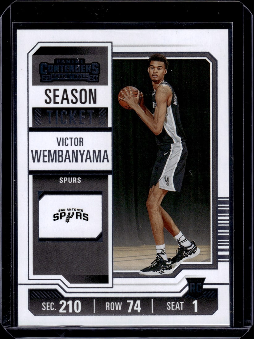 Victor Wembanyama Rookie Card 2023-24 Panini Contenders #11 San Antonio Spurs: Panini Select, Prizm, Mosaic, Contenders, Revolution, Phoenix, NBA Hoops, Rookie NFL Sports Trading Cards, Silver, SP, SSP, Wave Prizms, Numbered Cards, Basketball sports Cards for Sale Near Me, NBA C