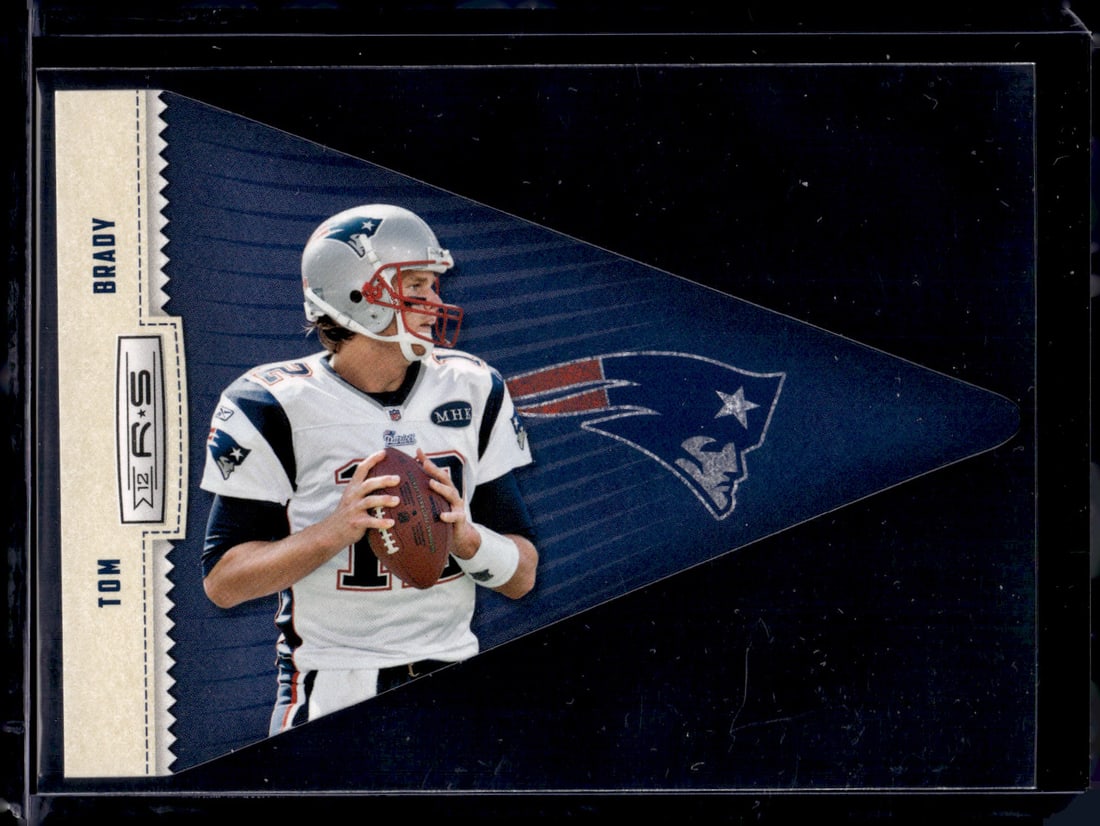 Tom Brady Pennants Die Cut 2012 Panini Rookies & Stars #2 New England Patriots: Panini Select, Prizm, Mosaic, Contenders, Zenith, Phoenix, Illusions, Absolute, Rookie NFL Sports Trading Cards, SP, SSP, Cards, Football Cards for Sale Near Me, Superbowl & Hall of Fame Player Cards,
