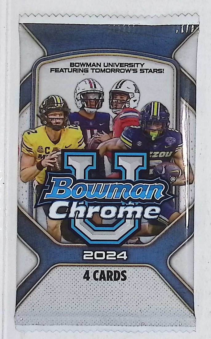 2024 Bowman Chrome U Football Cards BLASTER Box Pack Sports Cards NFL Trading Cards: Bowman Rookie Football NCAA & NFL Trading Sports Cards, Sports Cards for Sale Near Me, 1st Bowman, Prospect, Autographs, Lava, Refractor