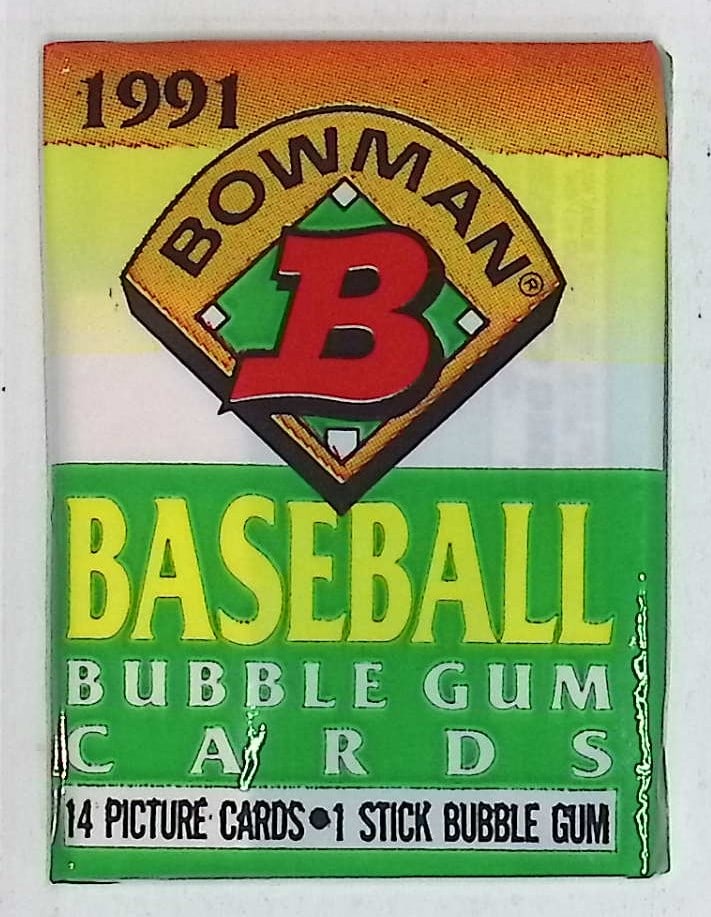 1991 Bowman Vintage Baseball Cards Retail Box Wax Pack Sports Cards MLB Trading Cards: Bowman Vintage Valuable Rookie Baseball MLB Trading & Sports Cards, Rookie Cards in this set are Jeff Bagwell, Ivan Rodriguez, Kenny Lofton, Chipper Jones, Mike Mussina, Jim Thome, old Sports Cards fo