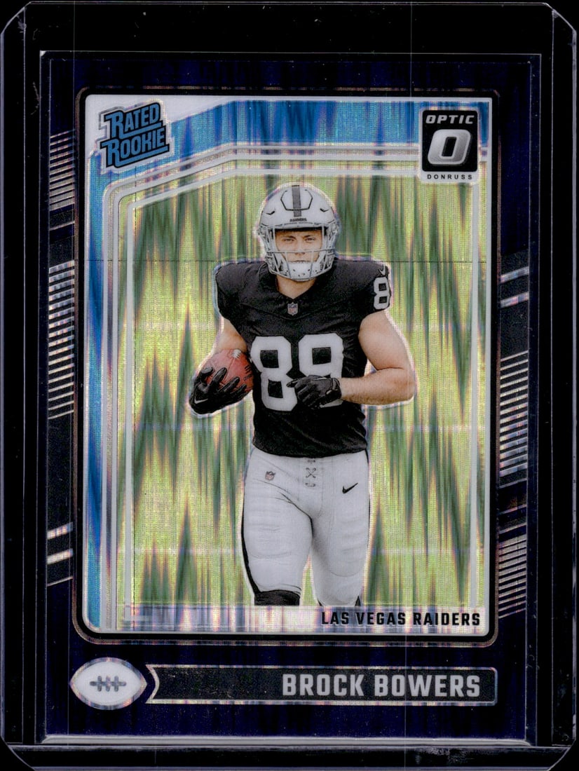 Brock Bowers Rookie Card Purple Shock Prizm 2024 Donruss Optic #215 Las Vegas Raiders: Panini Select, Prizm, Mosaic, Contenders, Zenith, Phoenix, Illusions, Absolute, Rookie NFL Sports Trading Cards, SP, SSP, Cards, Football Cards for Sale Near Me, Superbowl & Hall of Fame Player Cards,