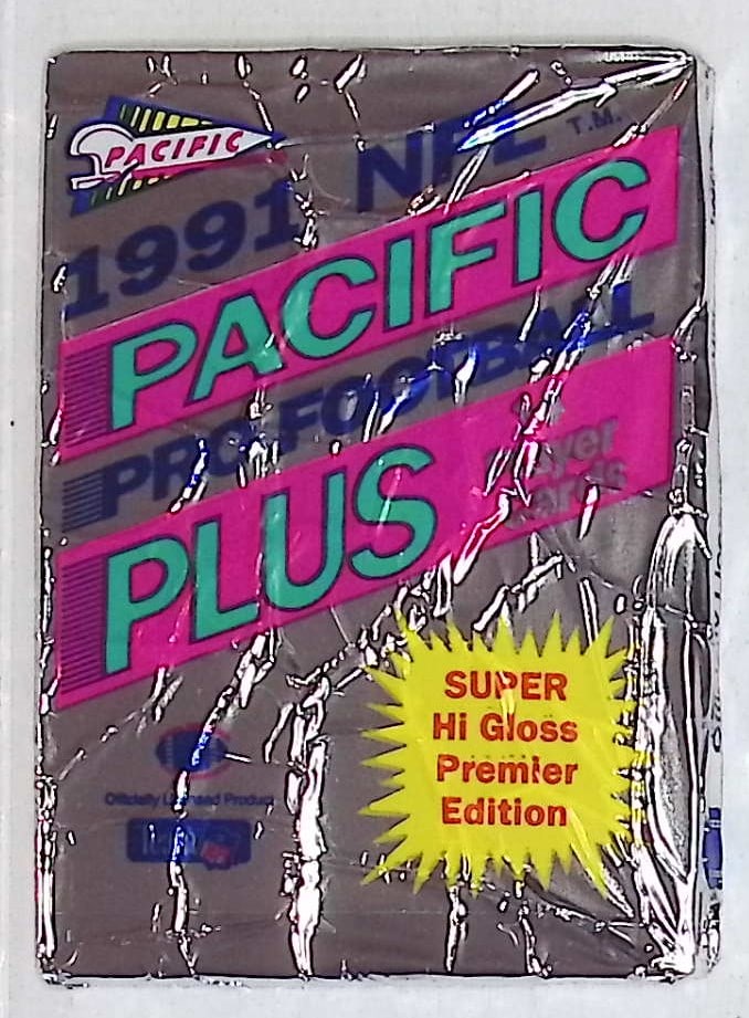 1991 Pacific Plus Premier Edition Football Retail Box Wax Pack - Super Hi Gloss!: Pacific Football NFL Trading & Sports Cards, Brett Favre Rookie Card, John Elway, Bo Jackson, Jerry Rice, Dan Marino, Deion Sanders, Old Sports Cards for Sale Near Me, Vintage Valuable Auction Commemo