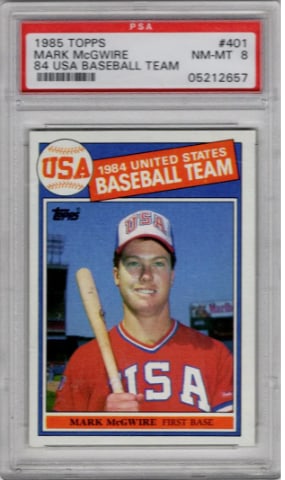 Mark McGwire Pre Rookie 1985 Topps #401 PSA 8 USA Baseball, Athletics (1 of 2)