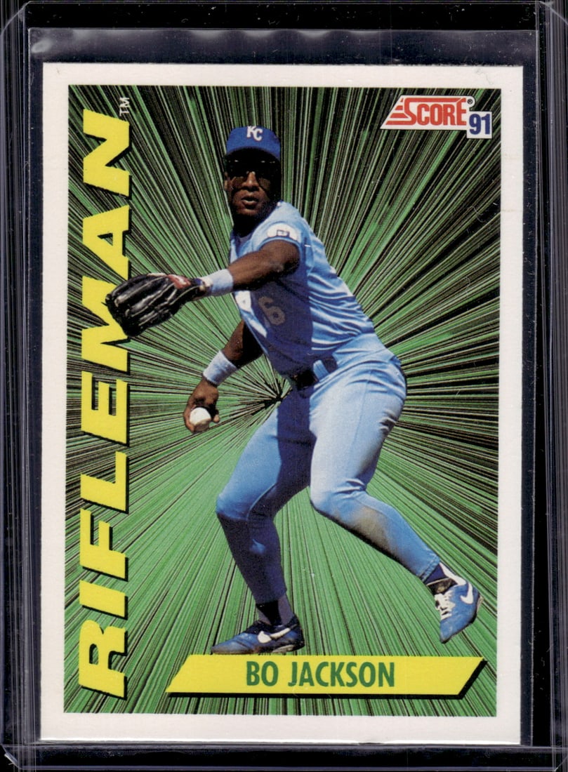 Bo Jackson Rifleman 1991 Score #412 Kansas City Royals: Score Vintage Baseball MLB Trading & Sports Cards, Old Sports Cards for Sale Near Me, Auction Memorabilia Lots for Sale On Line, World Series & Hall of Fame Players