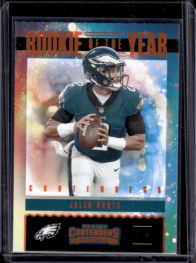 Jalen Hurts Rookie Card Orange 2020 Contenders #RY-JHU Philadelphia Eagles: Panini Select, Prizm, Mosaic, Contenders, Zenith, Phoenix, Illusions, Absolute, Rookie NFL Sports Trading Cards, SP, SSP, Cards, Football Cards for Sale Near Me, Superbowl & Hall of Fame Player Cards,