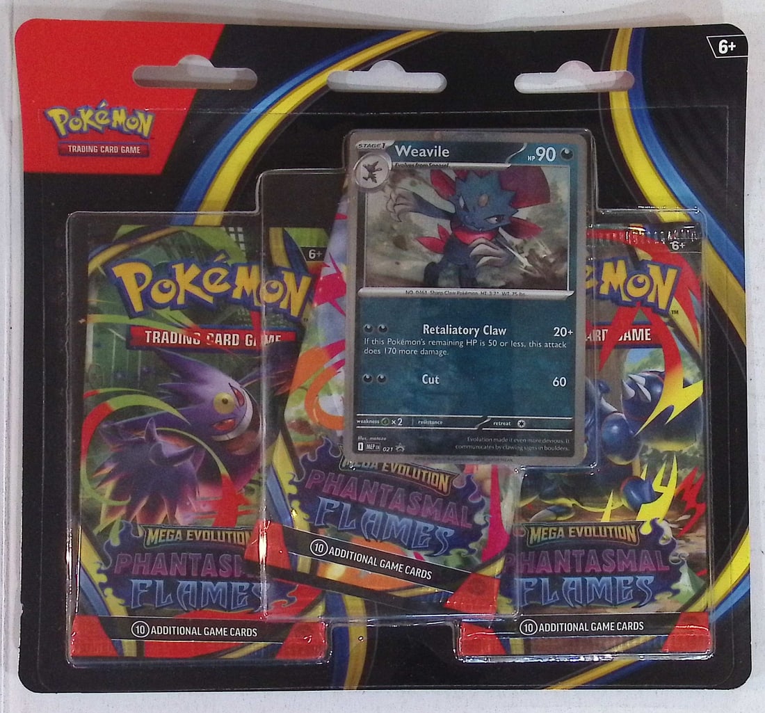 2025 Pokemon Phantasmal Flames Blister 3 Pack Blister Booster Pack Set: Pokemon Trading Card Game Cards, Charizard, Pikachu, Mewto, EX, Referse Holo, Holo Rare Cards, Secret Rare Cards, Full Art Cards, Evee, 3 Stars Ultra Rare Cards, Double Rare, Illustration Rare, Specia
