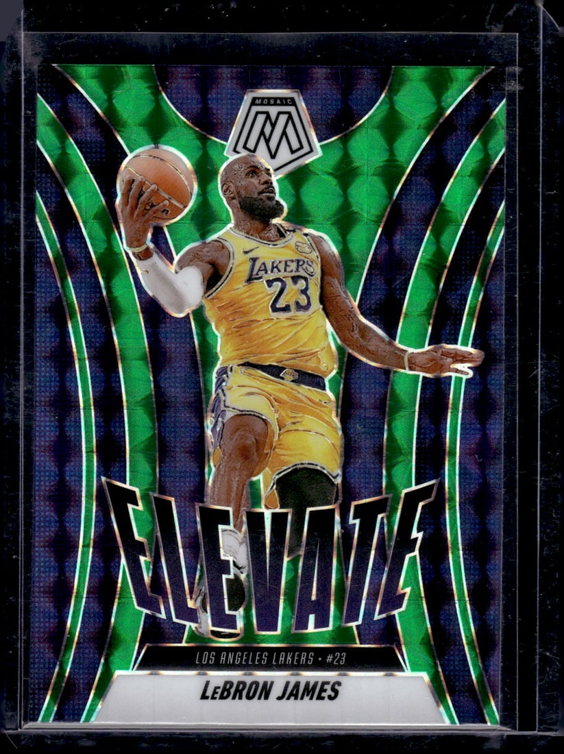 LeBron James Elevate Green Mosaic Prizm 2024-25 Mosaic #13 Los Angeles Lakers: Panini Select, Prizm, Mosaic, Contenders, Revolution, Phoenix, NBA Hoops, Rookie NFL Sports Trading Cards, Silver, SP, SSP, Wave Prizms, Numbered Cards, Basketball sports Cards for Sale Near Me, NBA C
