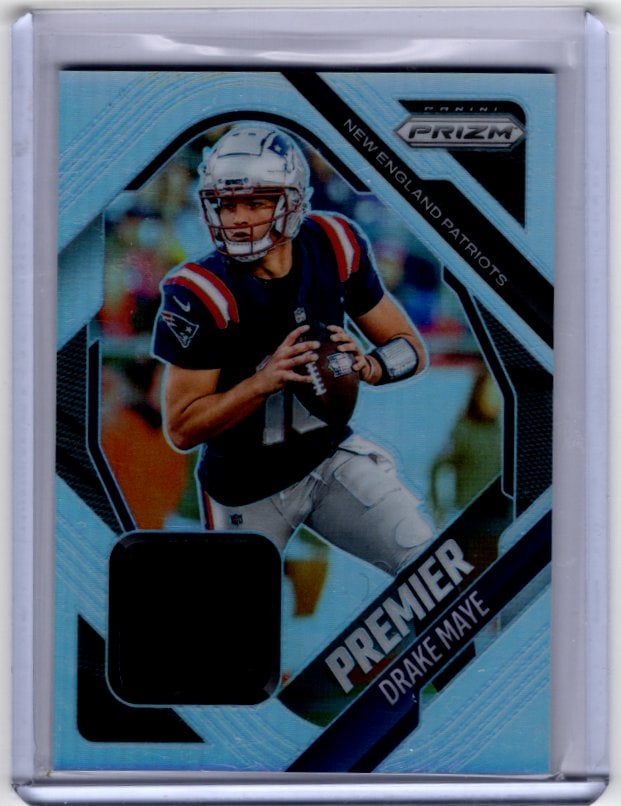 Drake Maye Silver Prizm Patch 2025 Panini Prizm #PJY-DME New England Patriots: Panini Select, Prizm, Mosaic, Contenders, Zenith, Phoenix, Illusions, Absolute, Rookie NFL Sports Trading Cards, SP, SSP, Cards, Football Cards for Sale Near Me, Superbowl & Hall of Fame Player Cards,