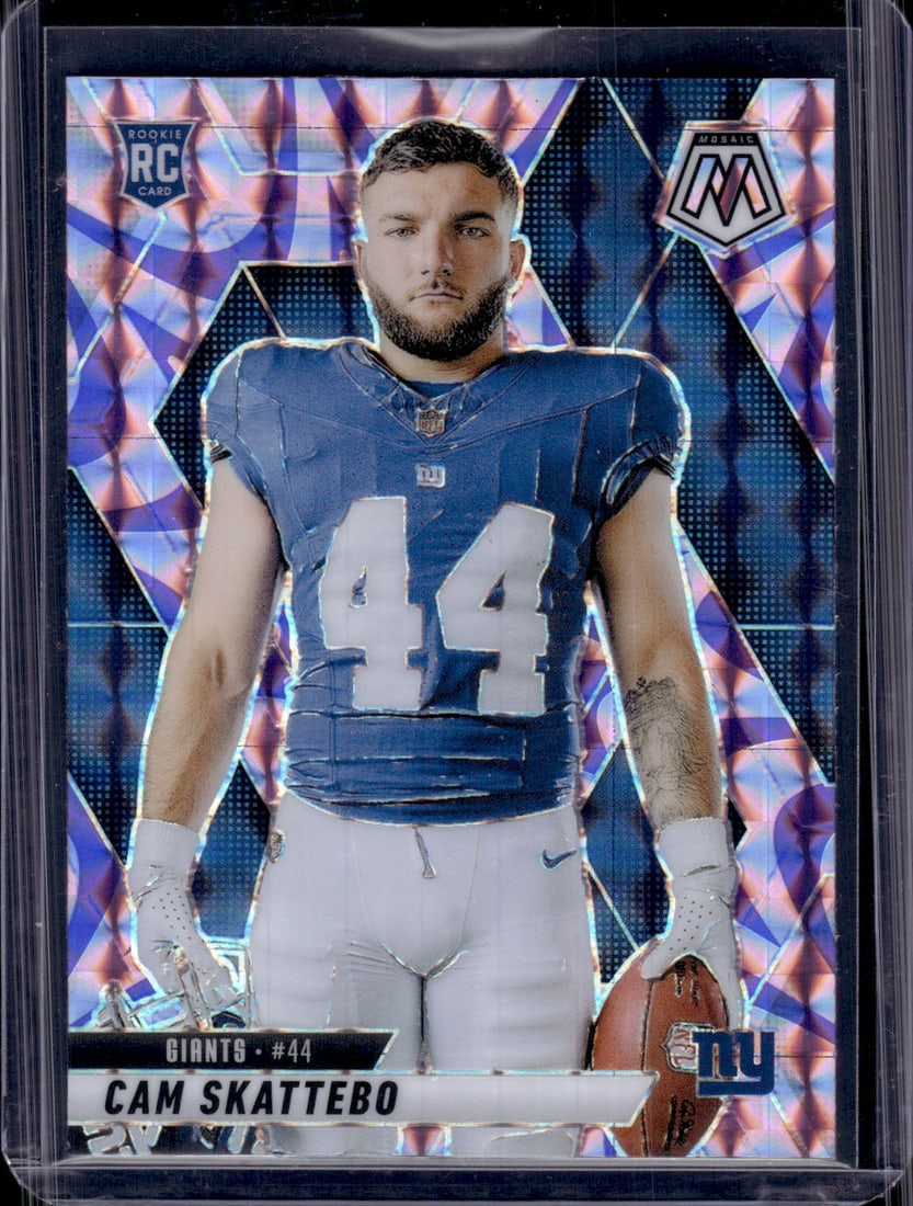 Cam Skattebo Rookie Card Purple Reactive Prizm 2025 Mosaic #271 New York Giants: Panini Select, Prizm, Mosaic, Contenders, Zenith, Phoenix, Illusions, Absolute, Rookie NFL Sports Trading Cards, SP, SSP, Cards, Football Cards for Sale Near Me, Superbowl & Hall of Fame Player Cards,