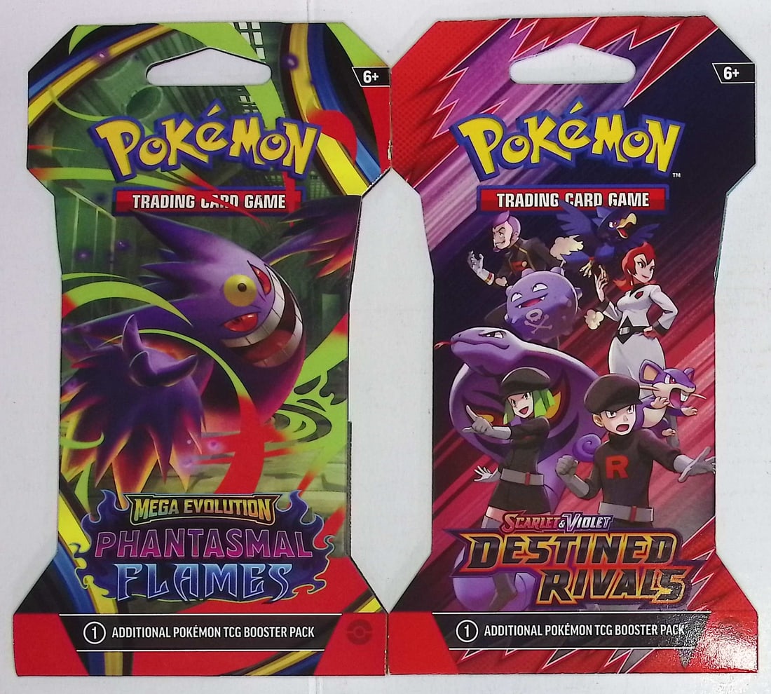 2 COUNT: 1 - 2025 Pokemon Destined Rivals Booster Pack & 1 - 2025 Phantasmal Flames Booster Pack (1 of 1)