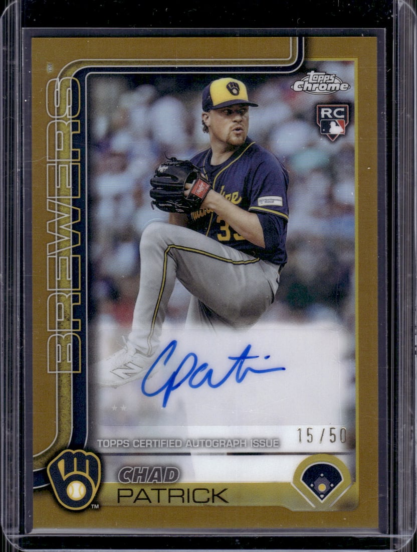 Chad Patrick Gold Refractor Rookie Auto /50 2025 Topps Chrome #AC-CPA Brewers: Topps Baseball MLB Trading & Sports Cards, Sports Cards for Sale Near Me, World Series & Hall of Fame Players Memorabilia, Refractors, X-Fractors, Numbered, SP, SSP, Valuable Auction Memorabilia Lots