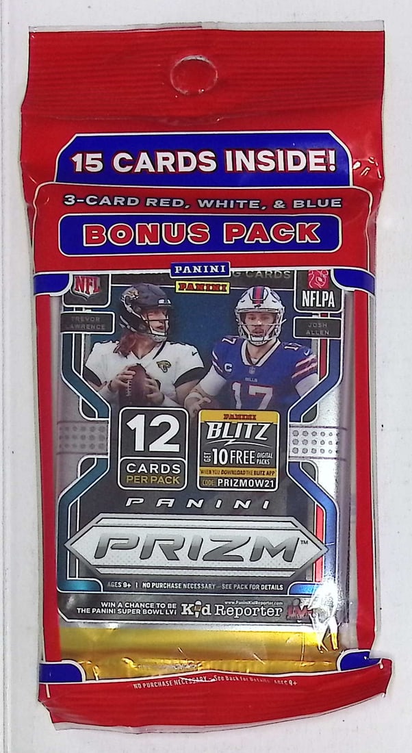 2021 Panini Prizm Football Card VALUE PACK + 3 CARD RED, WHITE & BLUE BONUS PACK (1 of 1)
