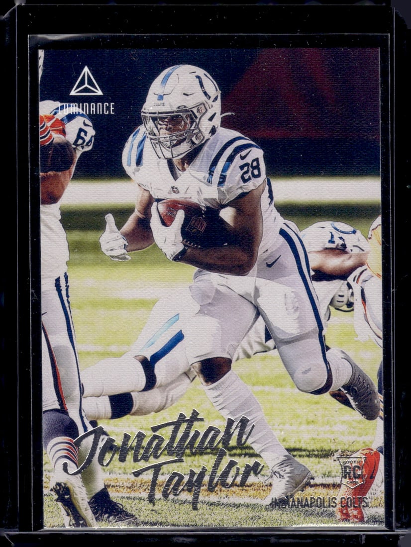 Jonathan Taylor Rookie Card 2020 Chronicles Luminance #215 Indianapolis Colts: Panini Select, Prizm, Mosaic, Contenders, Zenith, Phoenix, Illusions, Absolute, Rookie NFL Sports Trading Cards, SP, SSP, Cards, Football Cards for Sale Near Me, Superbowl & Hall of Fame Player Cards,