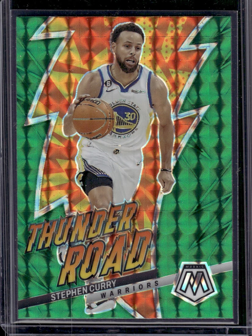 Stephen Curry Thunder Road Green Mosaic Prizm 2022-23 Mosaic #12 Warriors (1 of 2)