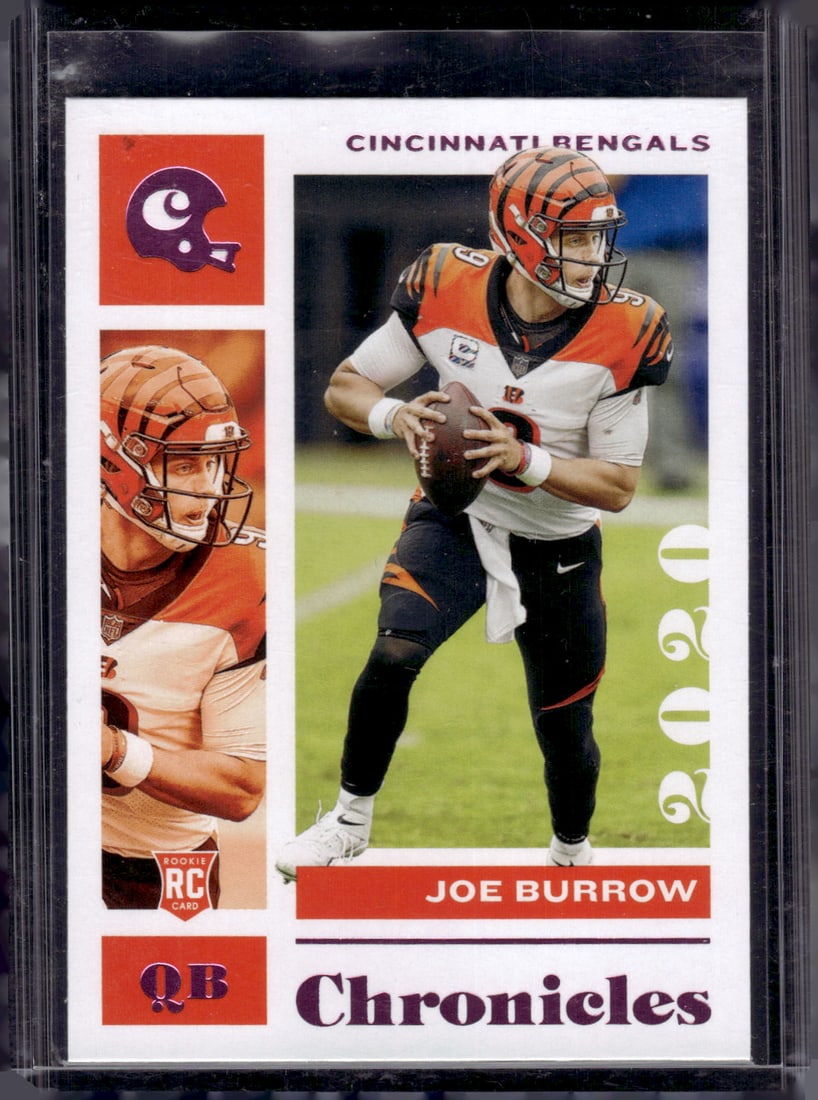 Joe Burrow Rookie Card Pink Parallel 2020 Chronicles #19 Cincinnati Bengals: Panini Select, Prizm, Mosaic, Contenders, Zenith, Phoenix, Illusions, Absolute, Rookie NFL Sports Trading Cards, SP, SSP, Cards, Football Cards for Sale Near Me, Superbowl & Hall of Fame Player Cards,
