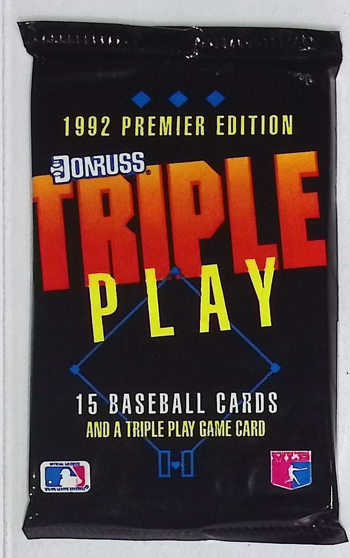 1992 Donruss Vintage PREMIER EDITION TRIPLE PLAY Baseball Card Retail Box Wax Pack: Vintage Valuable Donruss Baseball MLB Trading & Sports Cards, Robin Yount, George Brett, Rickey Henderson, Nolan Ryan, Old Sports Cards for Sale Near Me, World Series & hall of Fame Players, Auction M