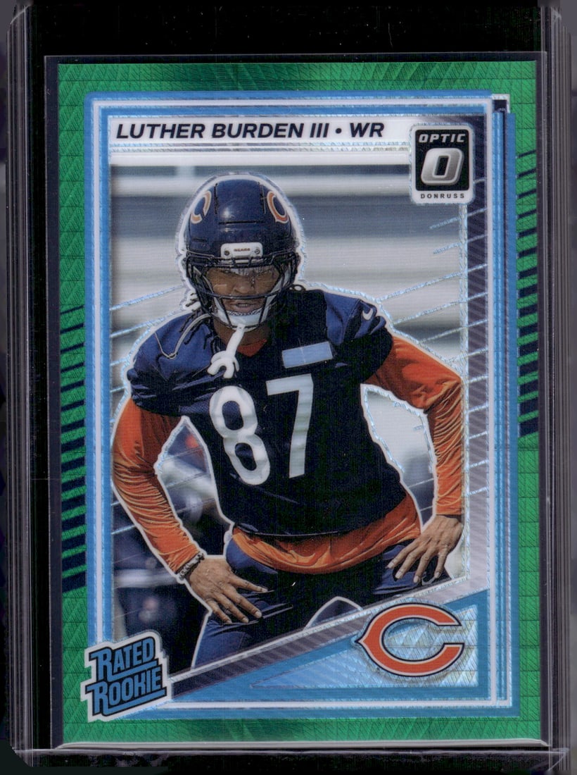 Luther Burden Rookie Card Green Hyper 2025 Donruss Optic #275 Chicago Bears: Donruss Optic Football NLF Trading & Sports Cards, Sports Cards for Sale Near Me, Valuable Memorabilia Auction Lots Sold On Line, SP, SSP