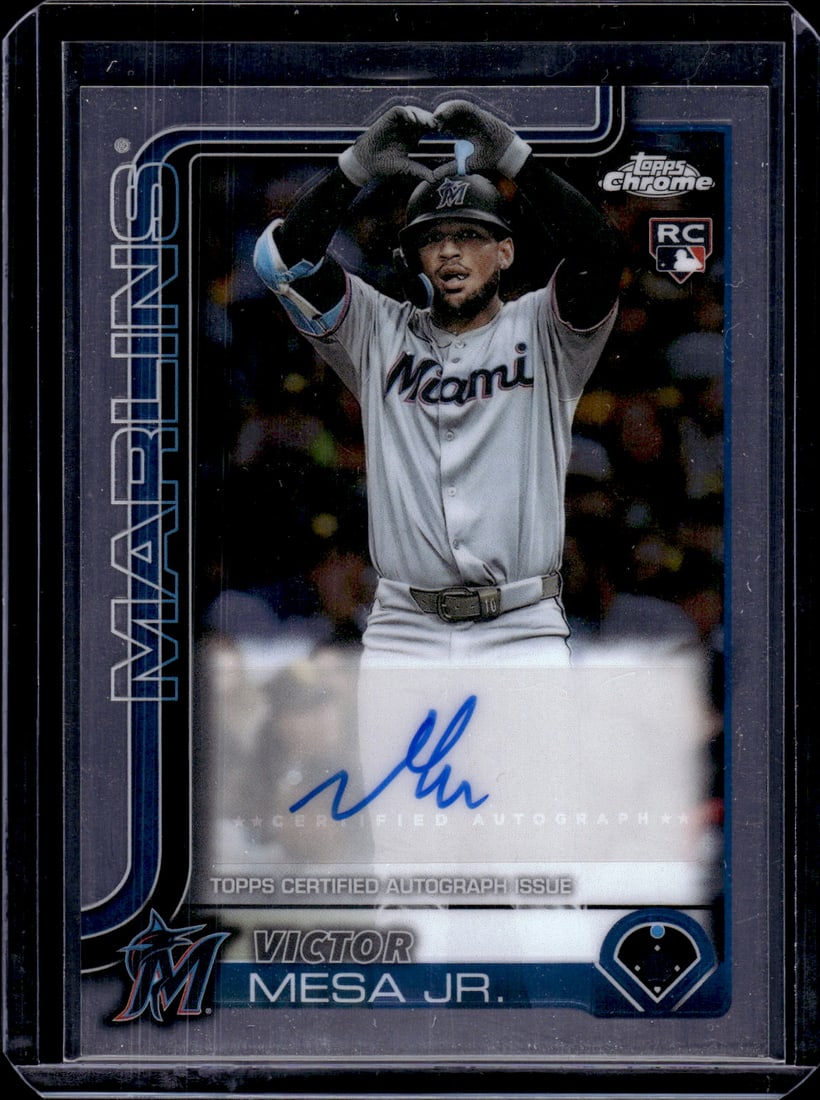 Victor Mesa Jr. Rookie Auto 2025 Topps Chrome #AC-VM Miami Marlins: Topps Baseball MLB Trading & Sports Cards, Sports Cards for Sale Near Me, World Series & Hall of Fame Players Memorabilia, Refractors, X-Fractors, Numbered, SP, SSP, Valuable Auction Memorabilia Lots 