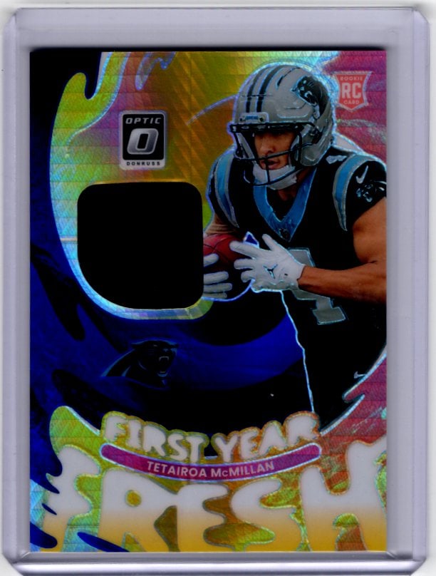 Tetairoa McMillan Rookie Card Patch Blue Hyper 2025 Donruss Optic #FYFBH-TMN: Donruss Optic Football NLF Trading & Sports Cards, Sports Cards for Sale Near Me, Valuable Memorabilia Auction Lots Sold On Line, SP, SSP