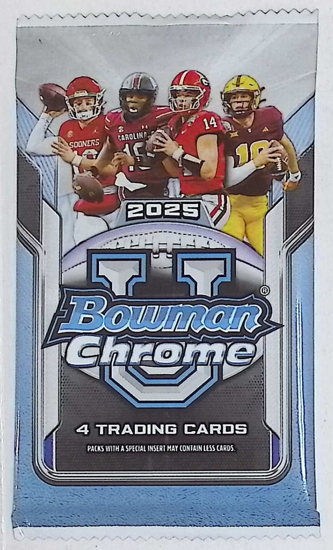 2025 Bowman Chrome U Football Cards BLASTER BOX PACK Sports Cards NFL Trading Cards: Bowman Rookie Football NCAA & NFL Trading Sports Cards, Sports Cards for Sale Near Me, 1st Bowman, Prospect, Autographs, Lava, Refractor