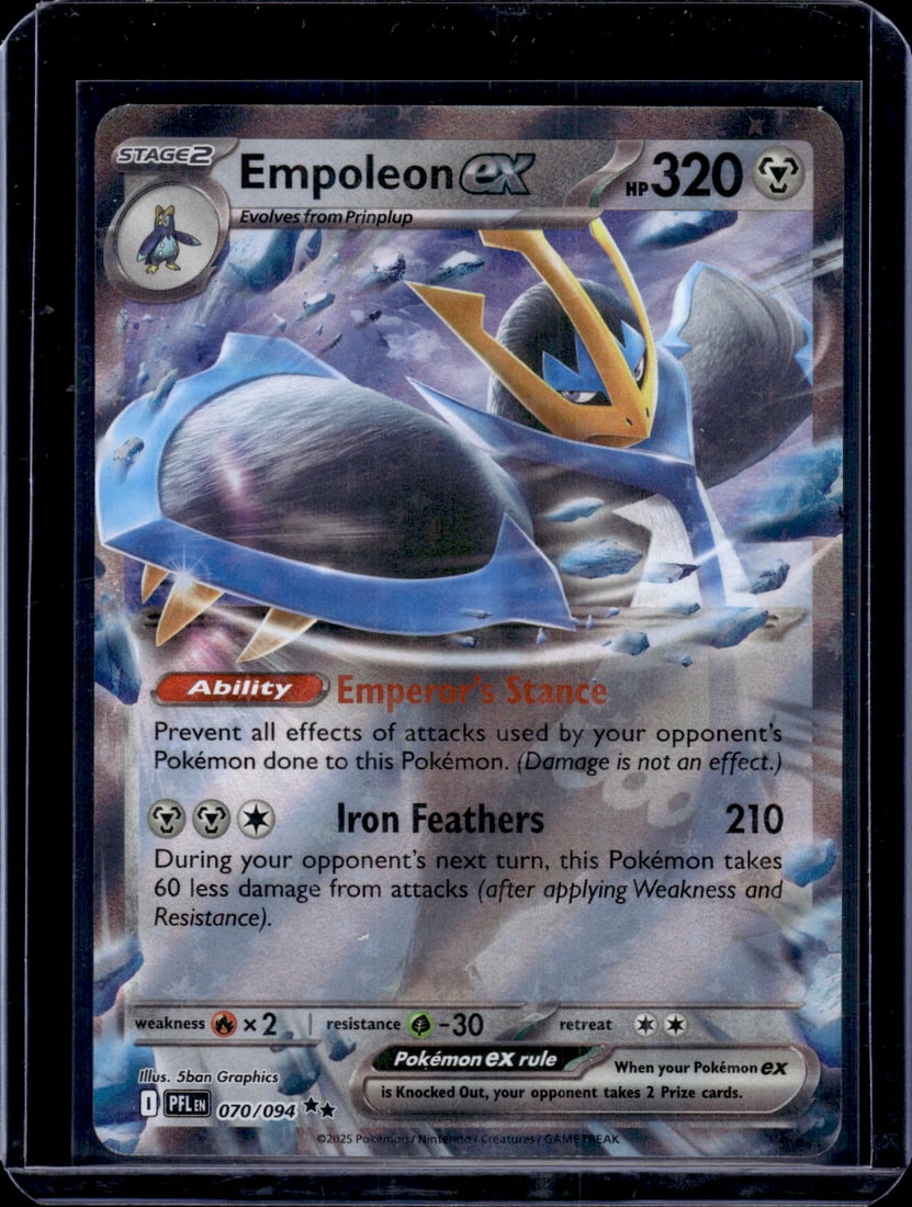 2025 Pokemon Phantasmal Flames Empoleon Ex Double Rare #70: Pokemon Trading Card Game Cards, Charizard, Pikachu, Mewtwo, Reverse Holo, Holo Rare, Secret Rare Cards, Full Art Cards, Eevee, Ultra Rare Card, Illustration Rare, Special Illustration Rare SIR