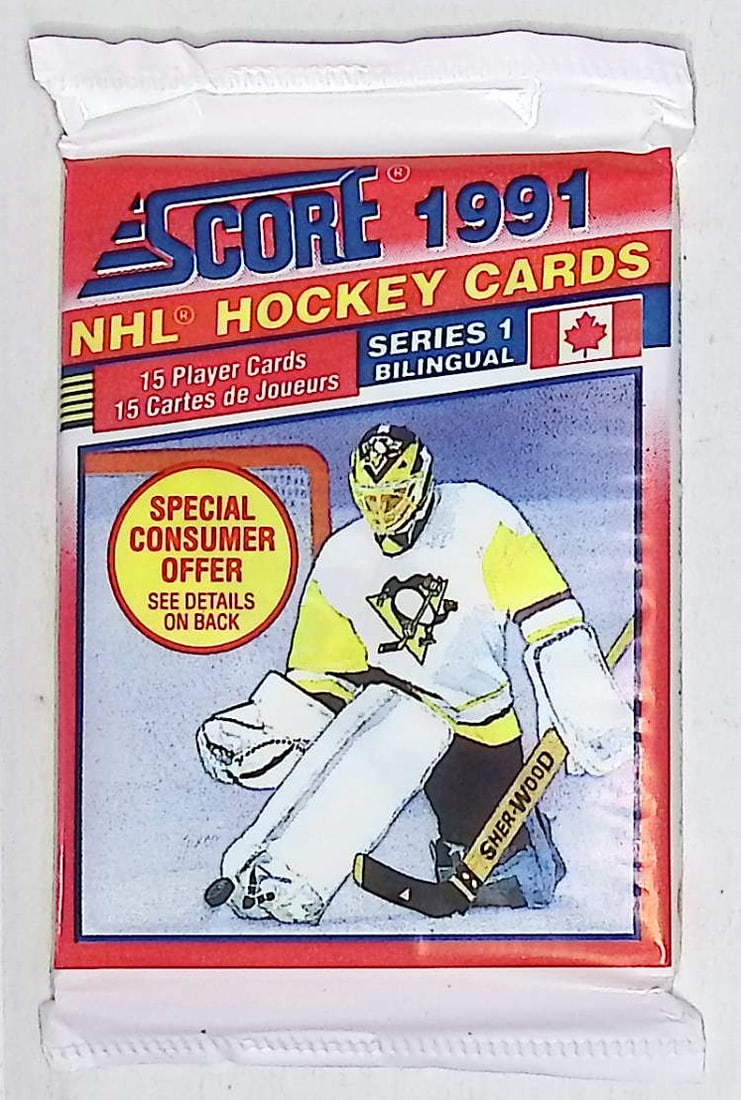 1991 Score Bi-Lingual Series 1 Vintage Hockey Cards Retail Box Pack Sports Cards: Score Vintage Hockey NHL Trading & Sports Cards, Brett Hull, Ray Bourque, Patrick Roy, Mario Lemieux, Wayne Gretzky, Old Sports Cards for Sale Near Me, Stanley Cup & Hall of Fame Players, Valuable Auc