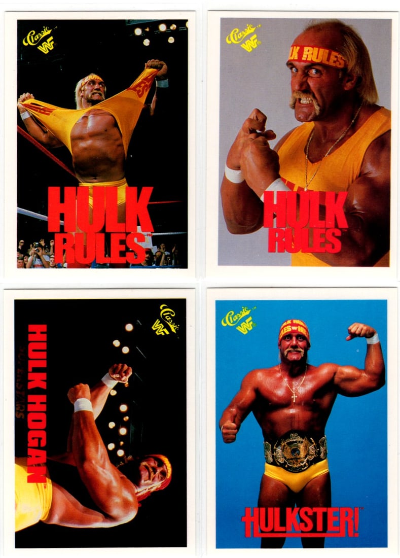 Lot of 4 Hulk Hogan 1990 Classic WWF Wrestling Cards. All Different, See Pictures: Classic Vintage Wrestling WWF Trading & Sports Cards, Old Sports Cards for Sale Near Me, Auction Memorabilia Lots for Sale On Line, Wrestlemania Champion Wrestlers