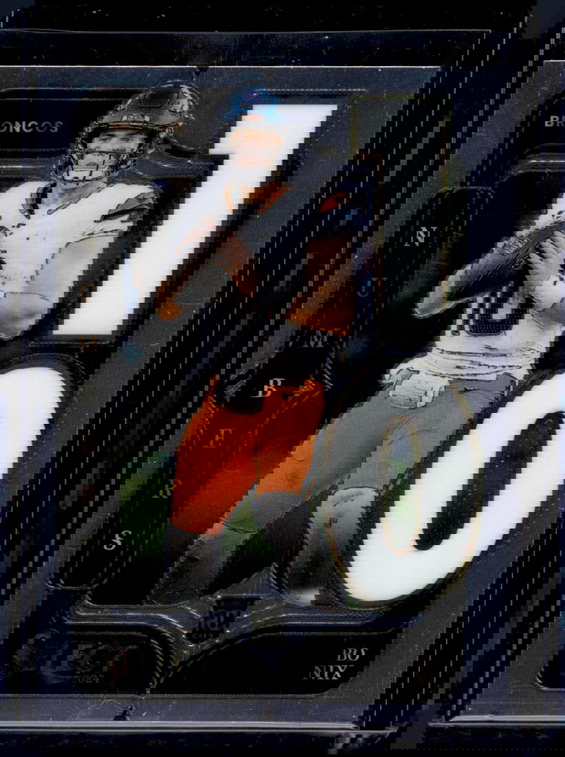 Bo Nix Rookie Card Numbers 2024 Select #6 Denver Broncos: Panini Select, Prizm, Mosaic, Contenders, Zenith, Phoenix, Illusions, Absolute, Rookie NFL Sports Trading Cards, SP, SSP, Cards, Football Cards for Sale Near Me, Superbowl & Hall of Fame Player Cards,