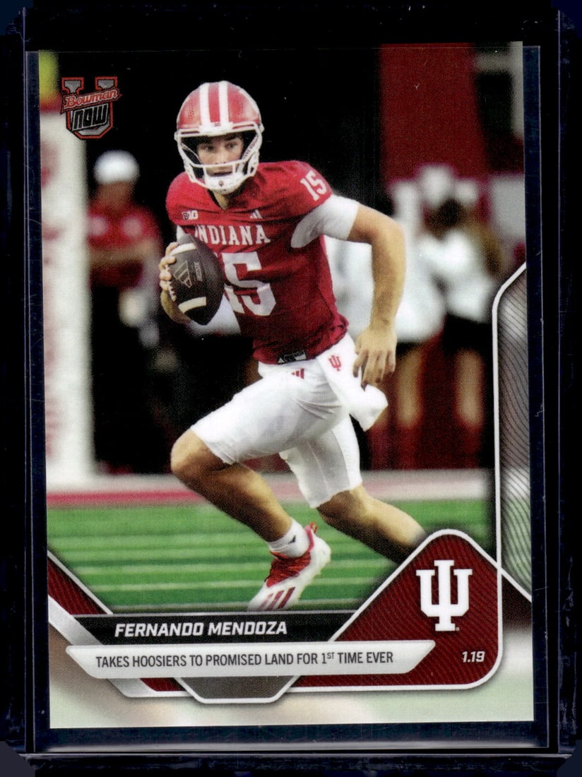 Fernando Mendoza 2025-26 Bowman U Now #67 Indiana Hoosiers: Bowman U Chrome Football NFL Trading & Sports Cards, Sports Cards for Sale Near Me, Prospect, 1st Bowman, Super Bowl & Hall of Fame Players, Auction Memorabilia Lots For Sale Near Me