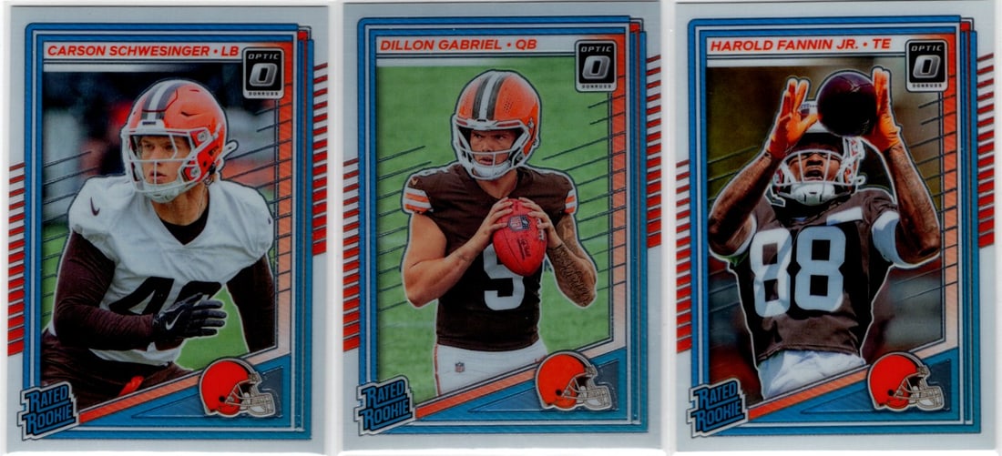 Lot of 3 2025 Donruss Optic Browns Rookie Cards. Schwesinger, Gabriel, Fannin Jr. (1 of 2)