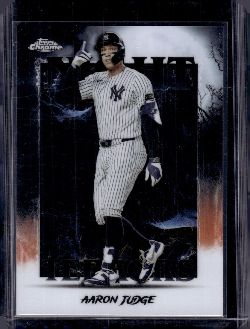 Aaron Judge Night Terrors 2025 Topps Chrome Update #NT-1 New York Yankees: Topps Baseball MLB Trading & Sports Cards, Sports Cards for Sale Near Me, World Series & Hall of Fame Players Memorabilia, Refractors, X-Fractors, Numbered, SP, SSP, Valuable Auction Memorabilia Lots 
