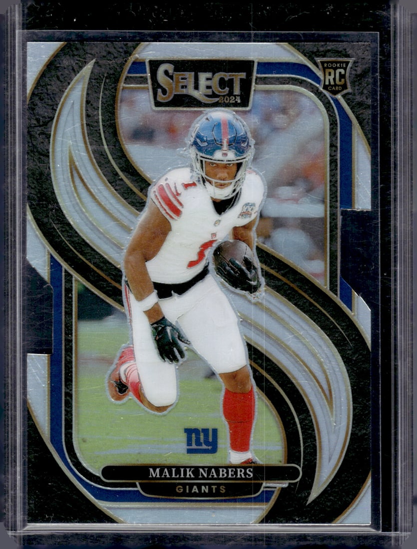 Malik Nabers Rookie Card Silver Prizm Die Cut 2024 Select #116 New York Giants: Panini Select, Prizm, Mosaic, Contenders, Zenith, Phoenix, Illusions, Absolute, Rookie NFL Sports Trading Cards, SP, SSP, Cards, Football Cards for Sale Near Me, Superbowl & Hall of Fame Player Cards,