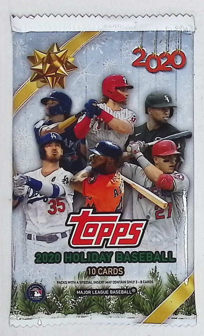 2020 Topps Holiday Baseball Mega Box Pack - MLB Trading Card: Topps Baseball MLB Trading & Sports Cards, Memorabilia, Sports Cards for Sale Near Me, World Series & Hall of Fame Players, Auction Lots for Sale on Line, Refractors, SP, Chrome, X-Fractors, Numbered