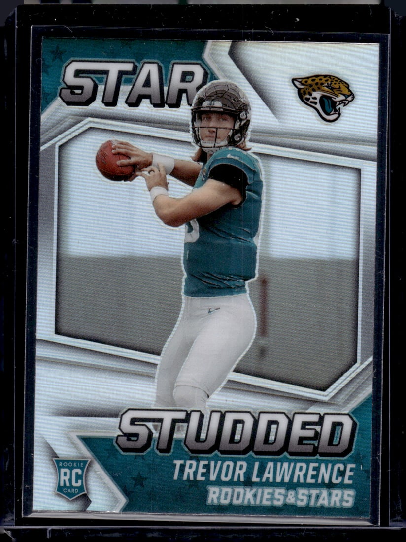 Trevor Lawrence Rookie Card Star Studded Silver Prizm 2021 Rookies & Stars #SS-21 Jaguars: Panini Select, Prizm, Mosaic, Contenders, Zenith, Phoenix, Illusions, Absolute, Rookie NFL Sports Trading Cards, SP, SSP, Cards, Football Cards for Sale Near Me, Superbowl & Hall of Fame Player Cards,