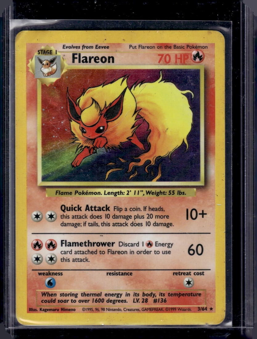Pokemon Jungle Flareon Holo #3/64 Card Has Damage, See Pictures (1 of 2)