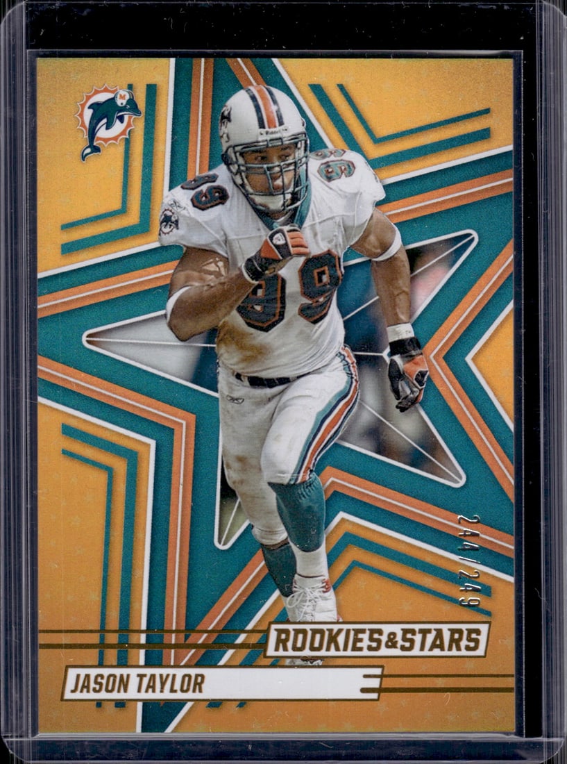 Jason Taylor Orange /249 2025 Rookies & Stars #31 Miami Dolphins: Panini Select, Prizm, Mosaic, Contenders, Zenith, Phoenix, Illusions, Absolute, Rookie NFL Sports Trading Cards, SP, SSP, Cards, Football Cards for Sale Near Me, Superbowl & Hall of Fame Player Cards,