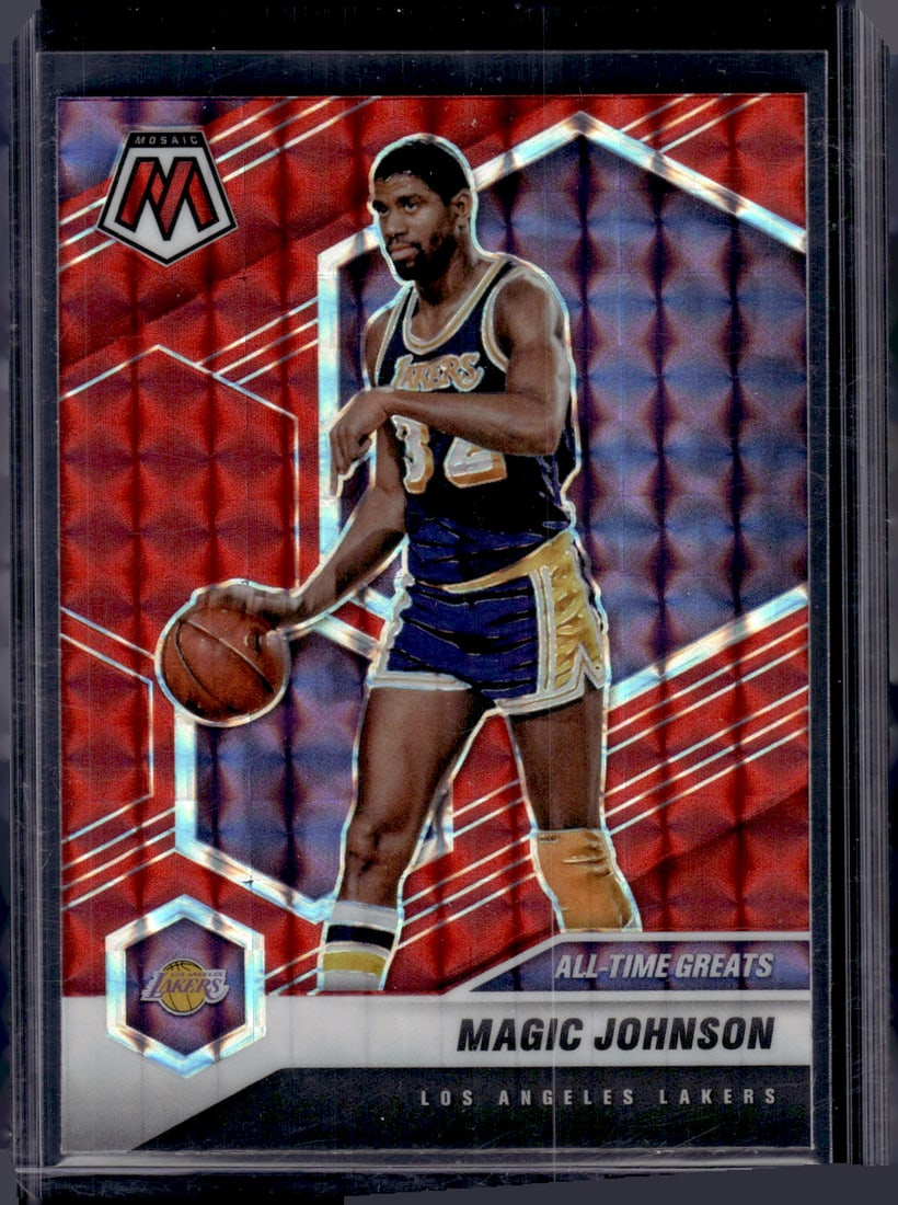 Magic Johnson Red Mosaic Prizm 2020-21 Panini Mosaic #288 Los Angeles Lakers (1 of 2)