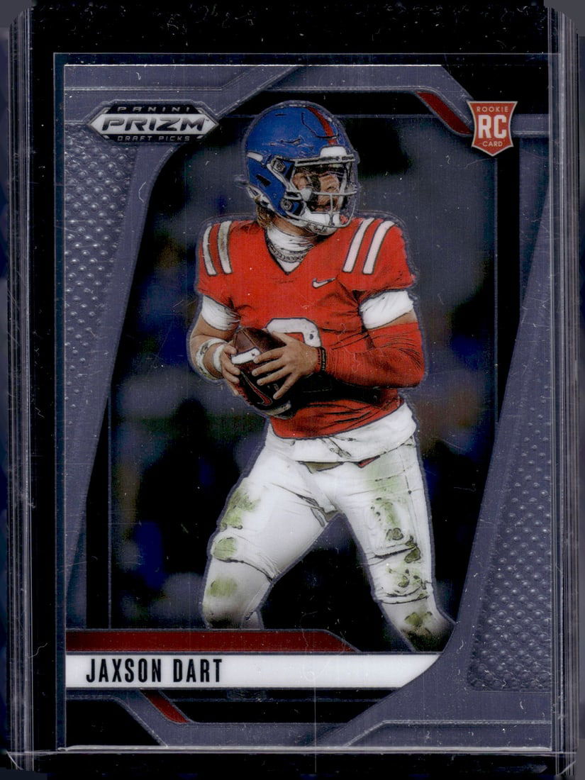 Jaxson Dart Rookie Card 2025 Prizm Draft Picks #90 Ole Miss Rebels, New York Giants: Panini Select, Prizm, Mosaic, Contenders, Zenith, Phoenix, Illusions, Absolute, Rookie NFL Sports Trading Cards, SP, SSP, Cards, Football Cards for Sale Near Me, Superbowl & Hall of Fame Player Cards,